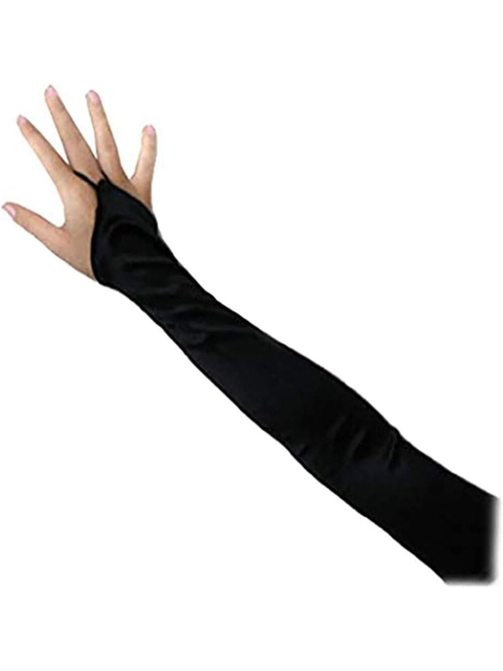Women's Black Over The Elbow Fingerless 23" Long Bridal Long Satin Gloves